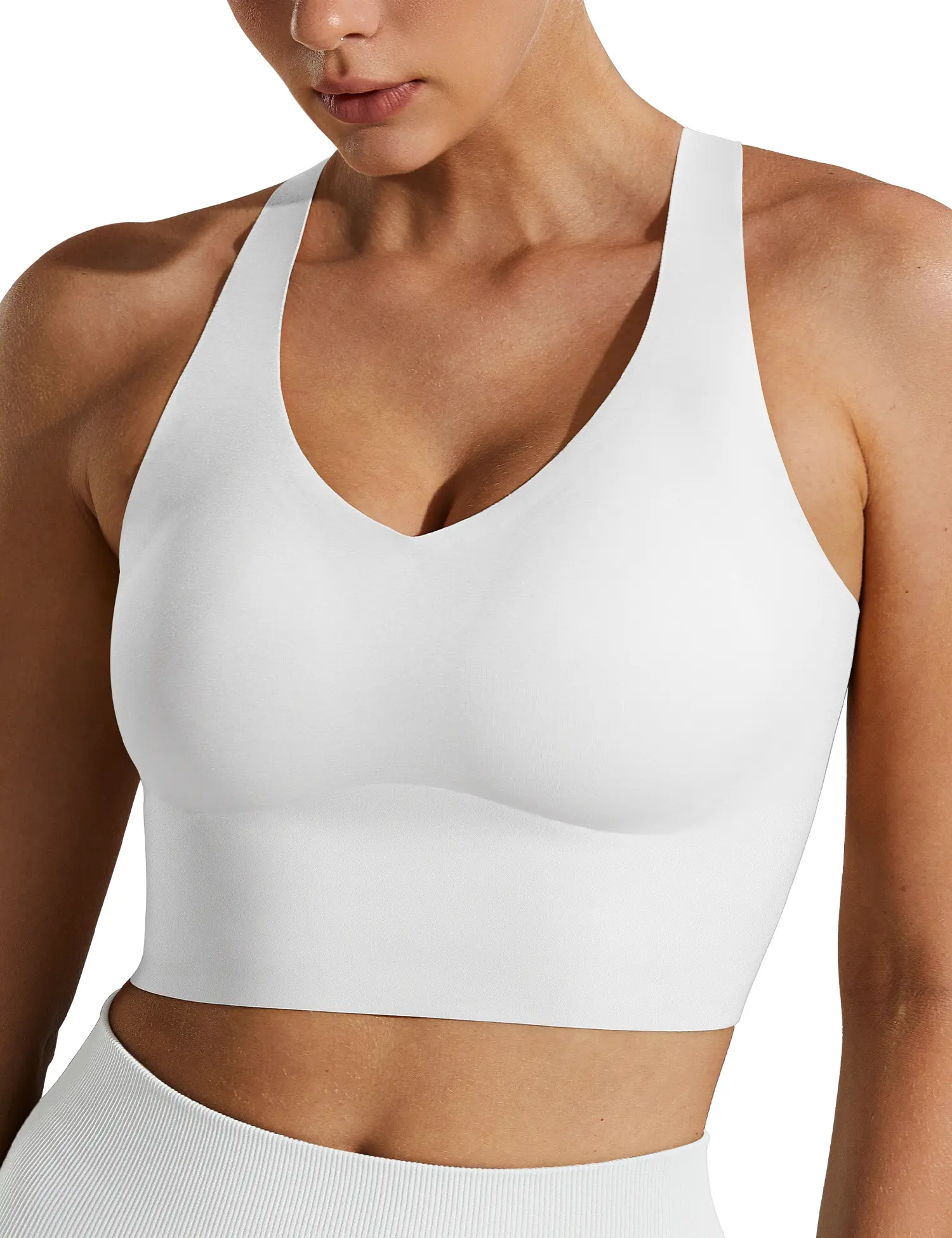 Wingslove Women Comfortable Wireless Seamless Full Coverage Bra Soft Workout Crop Tank Top Built-in Cups Cross Back Sports Bra