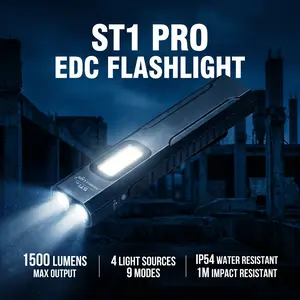 1PC Mini Rechargeable Flashlight with UV Light & Magnetic Clip, 1500 Lumen Super Bright Small Pocket Flashlight, 9 Light Modes, Perfect EDC Gear Gift for Men, Camping, Dog Walking
