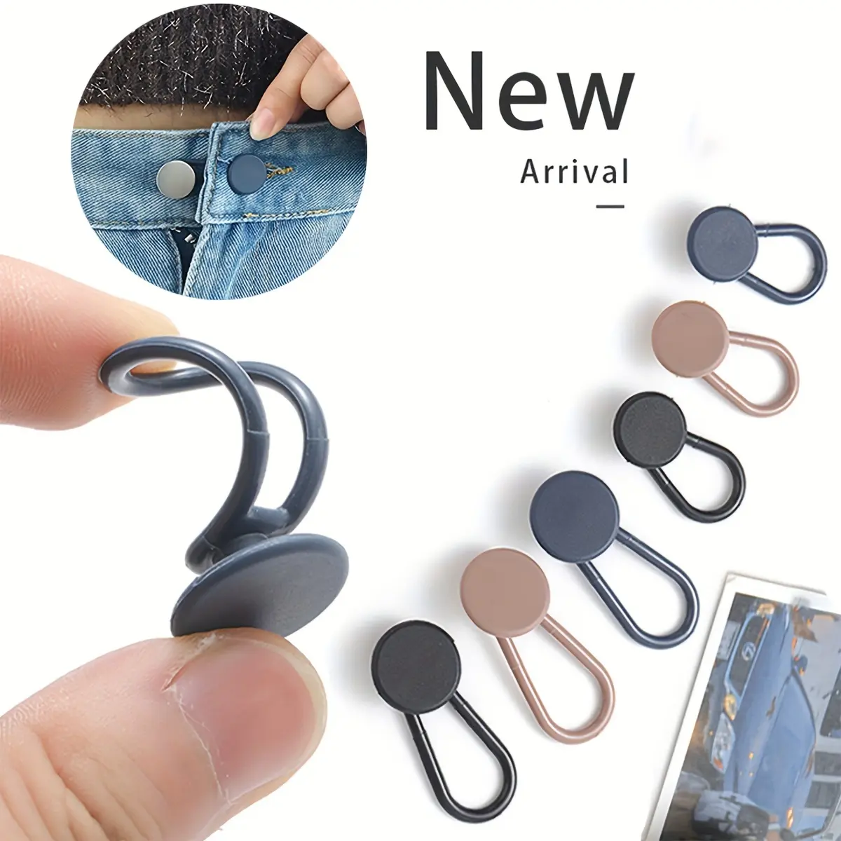 6/12pcs Pants Waistband Retractable Adjustment Buckle Waist Extension Button Pants Waist Lengthening Adjustment Buckle Shirt Collar Button Unisex Rubber Material Durable Versatile 1.5Cm-1.8Cm(0.59In-0.71In) Adjustment Fixing Buckle Large And Medium