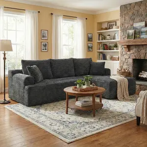 95in Knitted Fabric Boneless L-Shaped Modular Sectional Sofa - Multiple Seats, No-Assembly Required, Non-Rigid Combination, Living Room Furniture, Living Room Decor