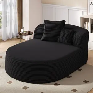 Niccae Extra Long Chaise Lounge Sofa 51.6 Boneless Compression Couch with Pillows Corduroy Upholstered Cloud Like Comfort for Living Room Bedroom Space Saving Modern Design Easy Assembly