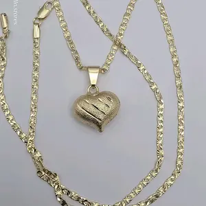 Heart Style Chain Gold Plated 24" Available Unisex Necklace for Daily Wear