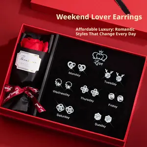 925 Sterling Silver Earrings Set 7 Pairs for Every Day Luxury Hypoallergenic Ear Studs Perfect Gift for Her Birthday Valentines Day Women Girls