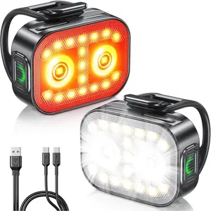 Lights, Ultra-Slim & Lightweight Rechargeable  Lights Set, [5+6 Modes]  USB-C  Lights Front and , IP65   Lights for Night Riding Road Mountain Cycling