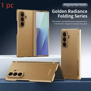 Light luxury leather suitable for Samsung Galaxy Z Fold 7/6/5/4/3 Folding phone case with tempered film, hinge protection cover, integrated shell film, anti slip and anti drop