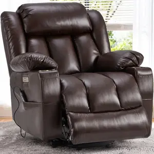 Electric sofa,swivel recliner,Lift Recliner Leather Chair Sofa,back support chair,with Massage & Heat, Lazy Boy Chair with Cup Holders, USB & Type-C Ports, Remote Control
