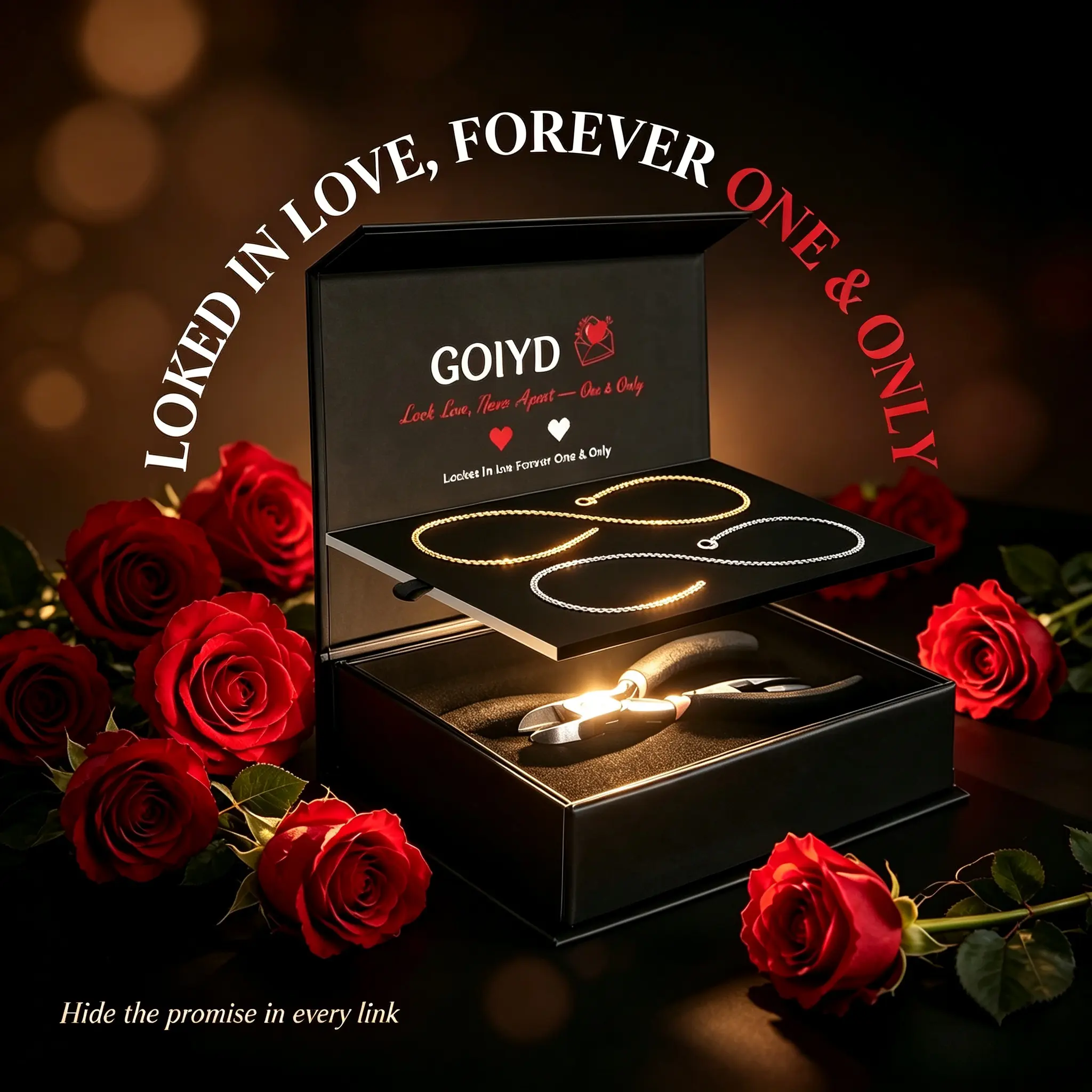 GOIYD Couple Bracelets for Him and Her, Gold & Silver Curb Chain Matching Bracelet Set with Adjustable Tool, Forever Promise Jewelry Gift for Anniversary, Birthday, Valentine's Day