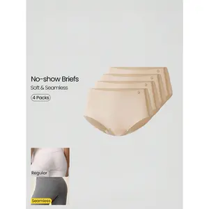 GLOWMODE 4 Pack Lightweight Breathable Sweat-Wicking Mid-Waist Full Coverage Seamless No-Show Underwear Daily Workout