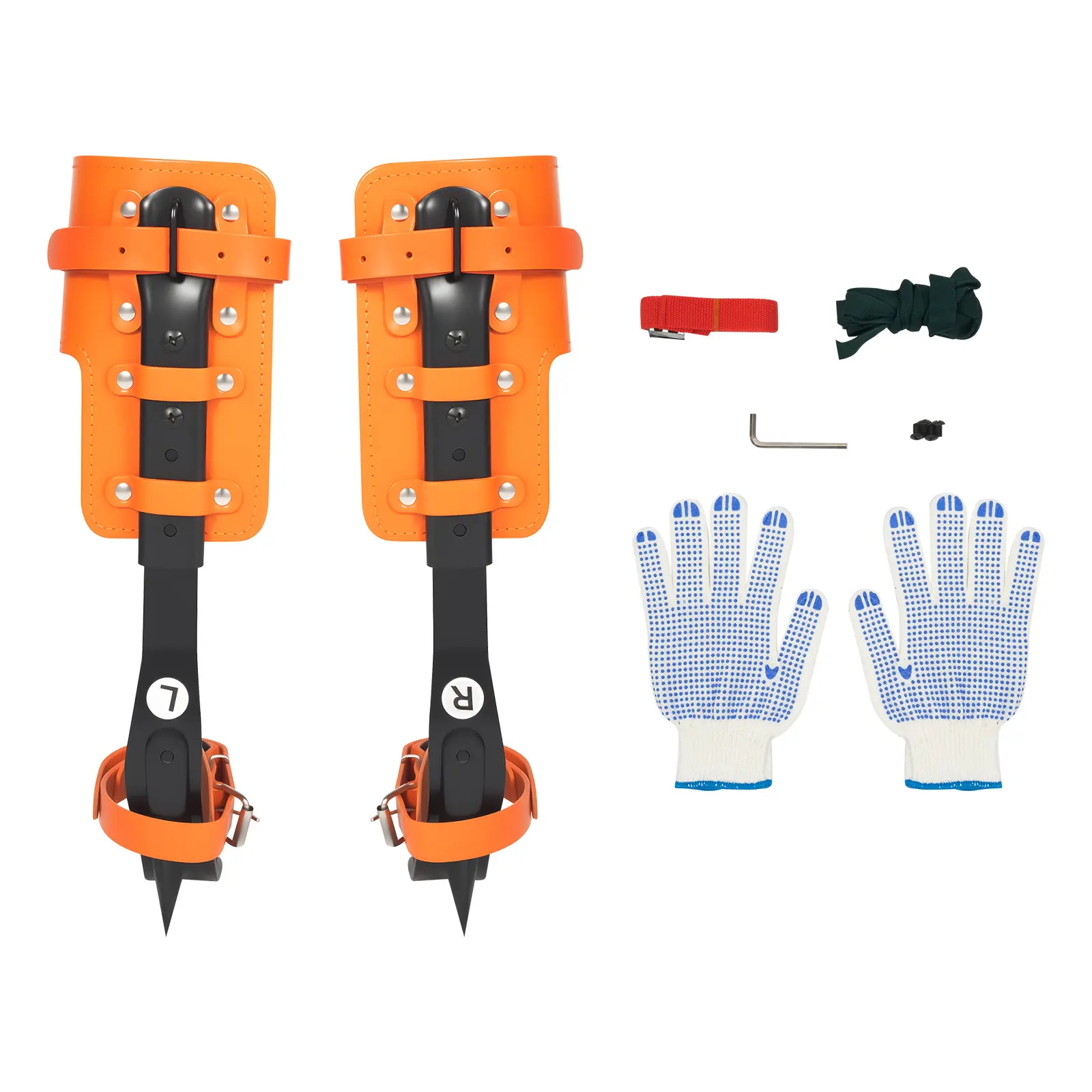 Adjustable Height Climbing Spikes, 100kg Load Capacity, 41-47cm Size, Cowhide & Carbon Steel Construction for Tree Felling, Fruit Picking, 2.8Kg