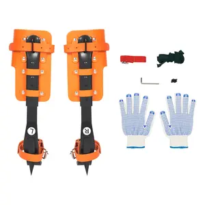 Climbing Spikes 100kg Load Adjustable 41-47cm Cowhide Carbon Steel for Tree Felling Fruit Picking High-Altitude Hanging