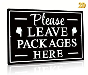 Please Leave Packages Here Metal Sign, Package Delivery Decor, Indoor/Outdoor Use for Front Door, Business, 12x8 Inches Aluminum