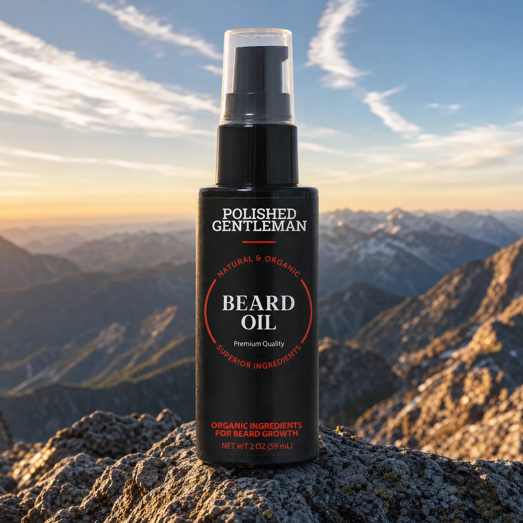 Polished Gentleman Beard Growth Oil– Jojoba, Argan & Rosemary Oils for a Softer, Healthier, Fuller-Looking Beard – 2 fl oz