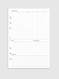 Cloth & Paper Monthly Admin Planner Inserts Sunday Start 24 Pages Undated Calendars for Task Planning & Note-taking