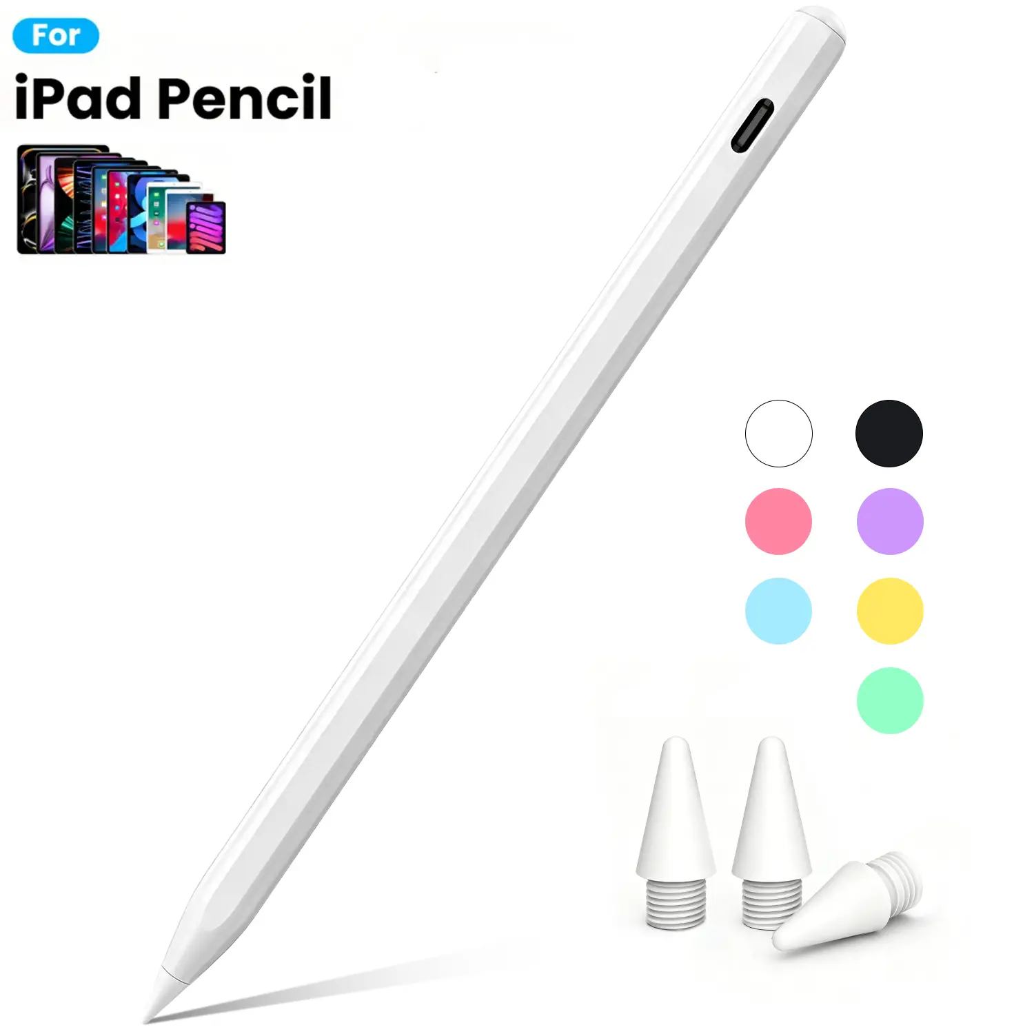 Stylus Pen for iPad 2025-2018, Fast Charge iPad Pencil with High Precision, Tilt Sensitivity, Palm Rejection, Magnetic for Note-Taking Drawing on Apple iPad 6-11/Air/Pro/Mini - No Pairing - BackToSchool