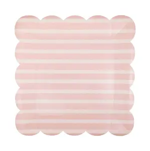 Pastel Pink Striped Plates
