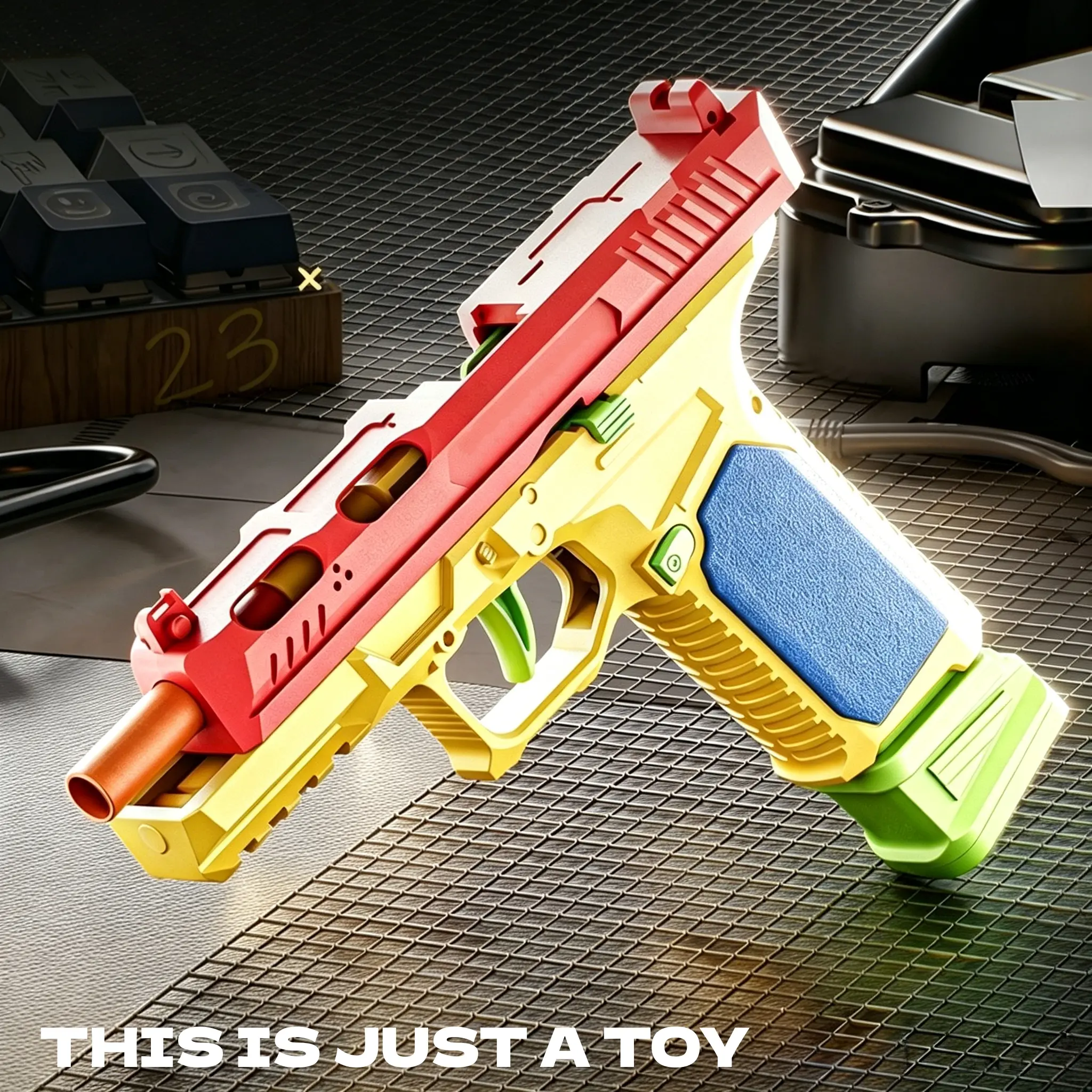 Colorful Manual Soft Foam Blaster Toy Pistol, Safe EVA Foam Dart Shooting Toy Gun for Backyard Outdoor Game
