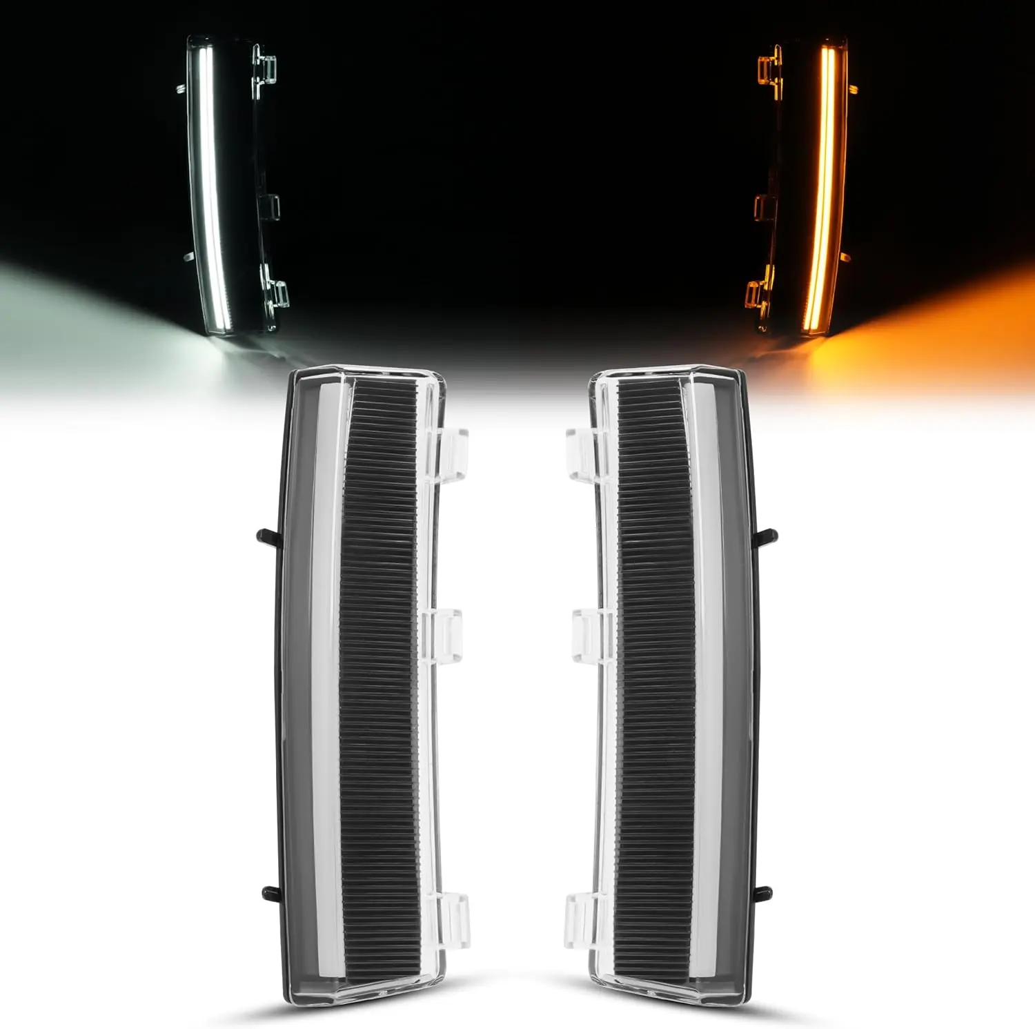 HECASA Pair LED Car Lights - Turn Signal Lamps, Compatible with 2006-2009 Nissan 350Z, Front Bumper Reflector DRL Side Marker Lamps, Left&Right Transparent Lens+Black Housing
