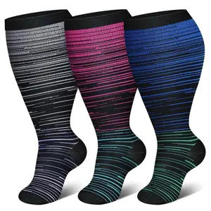 3 pairs of elongated wide ankle compression stockings, with elastic and elongated thick leg support.Suitable for both men and women, as well as for daily use during running and exercise.Excellent breathability and high comfort.