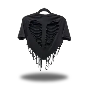 ROAD RASH V CUT HEART BLACK CROP TOP