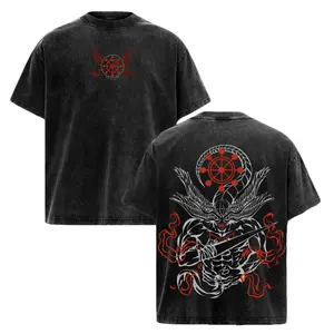 Oversized Mahoraga Graphic T-Shirt for JJK Fans, Vintage Wash Heavy Cotton Anime Streetwear, Short Sleeve Crewneck Tee, Tshirt, Shortsleeve