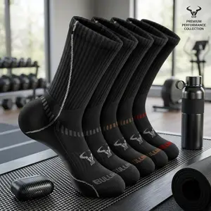 Men's Athletic Compression Sports Crew Socks - Cushioned Arch Support for Running Hiking Outdoor Activities Breathable Moisture-Wicking Comfortable Performance Socks for Men's Workout Training and Daily Wear