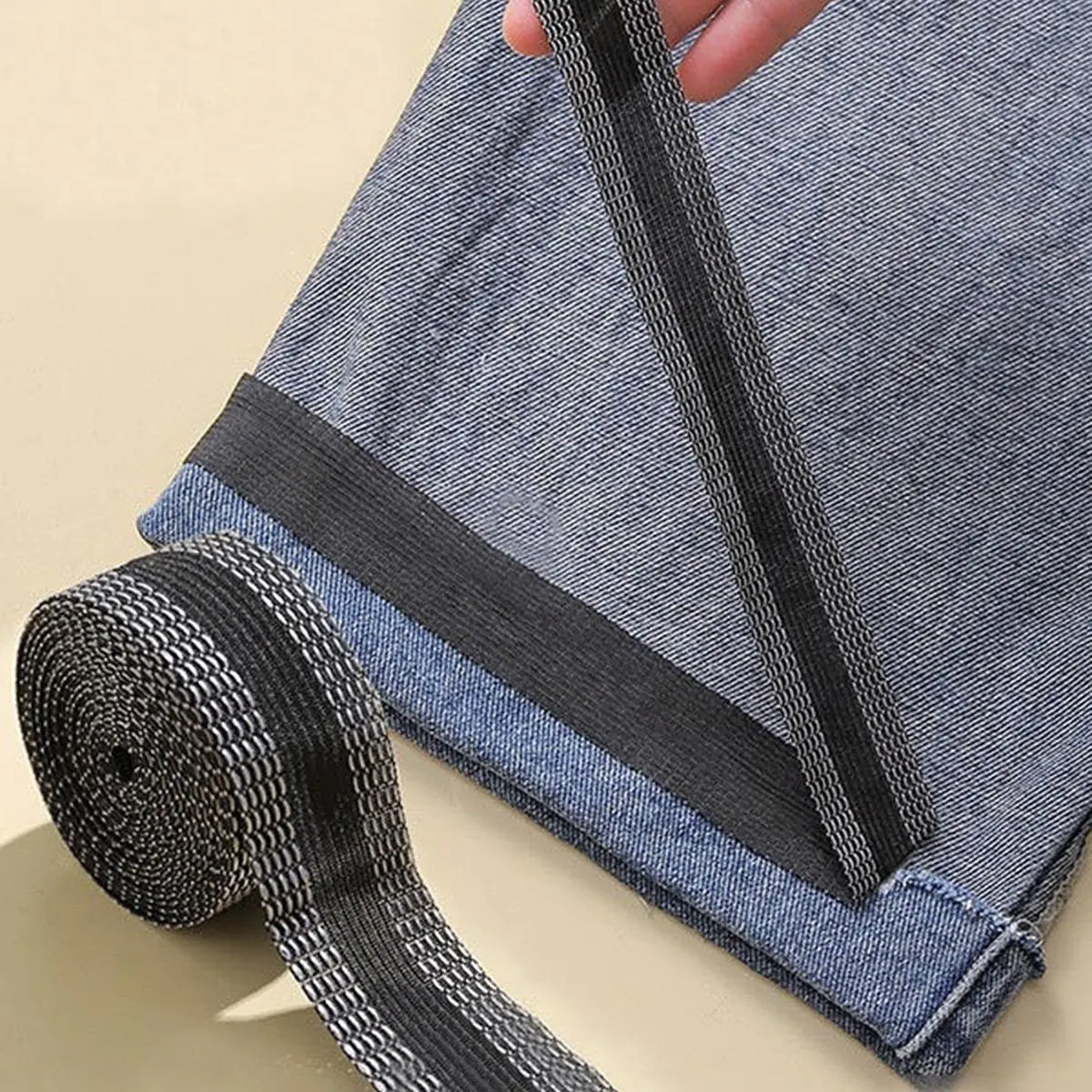2m Trousers Edge Modified Strip, 1 Count Iron-on Pants Edge Shorten Self-adhesive Hem Fabric Tape For Suit Pants Jeans Trousers, DIY Sewing Accessories, Room Accessories, Hemming Tape