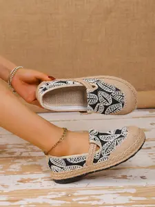 Women's Soft Sole Comfortable Ethnic Style Slip-On Flats, Lightweight Breathable Linen Shoes, Casual All Season Fisherman Boots, Lightweight Slip Ons, Walking Shoes