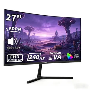 Gawfolk 27 Inch PC Computer Screen,1800R Curved Gaming 240Hz Monitors, FHD 1080p 1ms, Freesync, 98% sRGB,178 ° Angle View HDMI2.0、DisplayPort, Compatible with Wall-Mounted 100 * 100MM