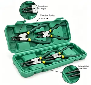 4 PCS Snap Ring Pliers Set, Heavy Duty Circlip Pliers Kit 7 Inch for Snap Ring Removal tool Retaining Straight Bent Lock Ring Pliers Set with Storage Case