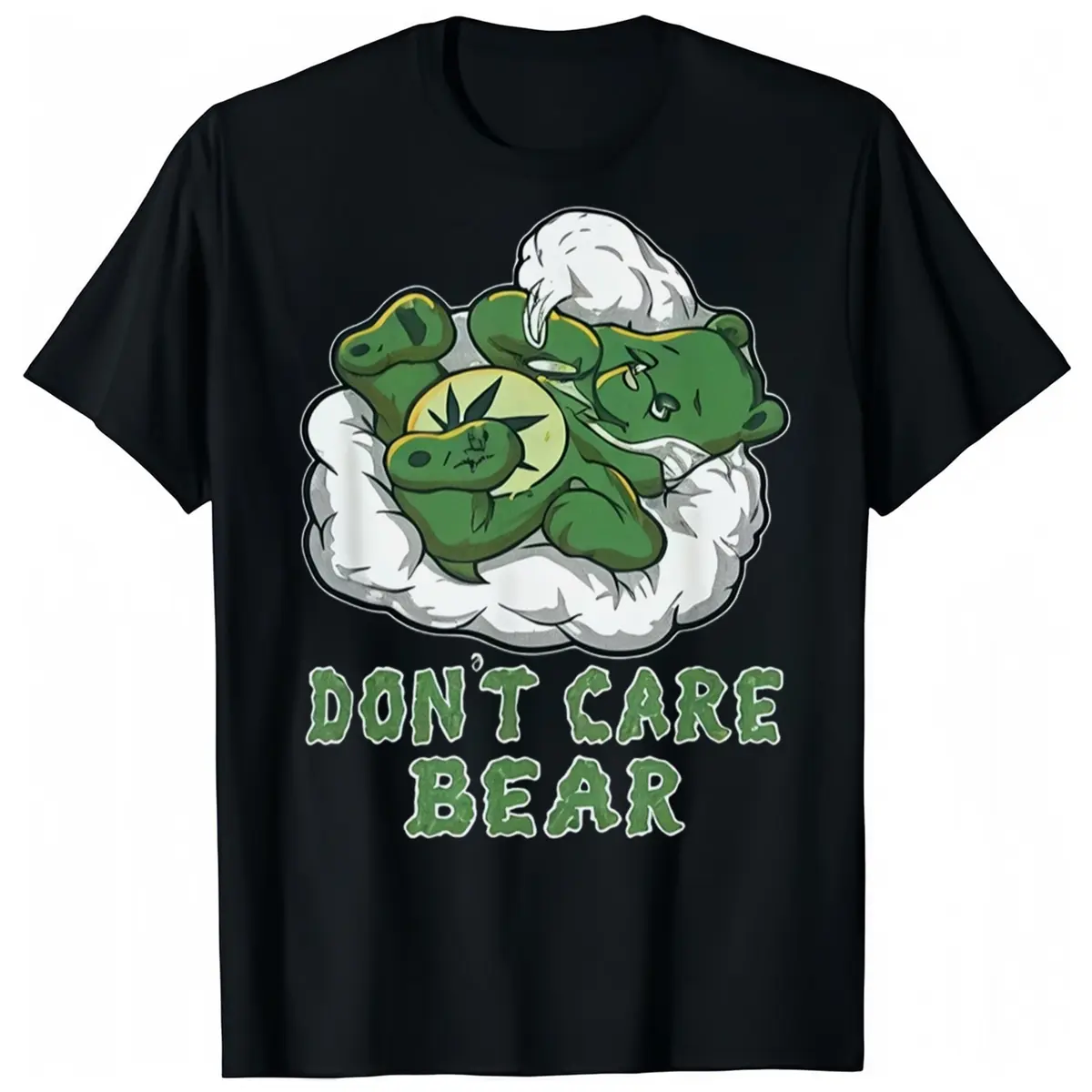 Weed bear herb bear t-shirt don't care cute bear gift tshirt Shirt Menswear