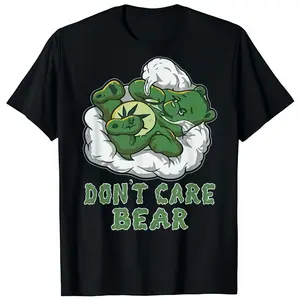 Weed bear herb bear t-shirt don't care cute bear gift tshirt Shirt Menswear
