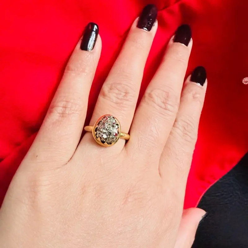 Pure Panchadhatu Pyrite Ring - Non-Tarnish, Elegant Unisex Casual Rings for Women, Trendy Fashion Jewelry Accessory