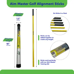 Golf Swing Alignment Sticks. Made specifically to work with the Aim Master Golf Training Aid - Durable Alignment Golf Training Aid with Lanyard, Golf Swing Trainer with Ball Positioning, Rotational & Striking Drills