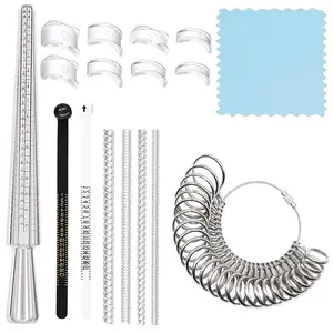 Ring Sizer Measuring Tool Kit - US Size Ring Mandrel with Finger Gauges, Ring Adjusters & Jewelry Cloth