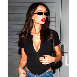 Short Sleeve Corsety Top - Black