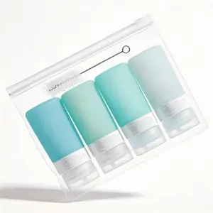 Micebay Condiment Squeeze Bottles for Sauces, 2-oz Mini Silicone Dressing Containers with Reusable Bag, Leakproof Sauce Bottle for Meal Prep, Travel, and Bento Boxes, 4 Pack, Mint