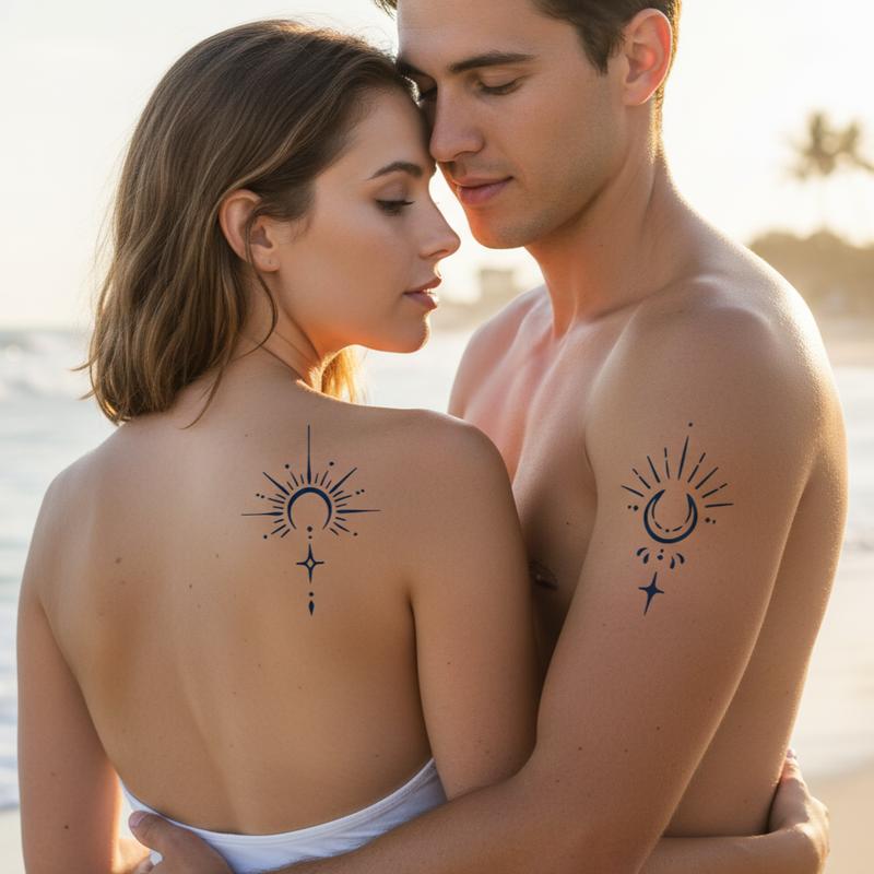 4 Sheets Mystical Soul Tattoo Set - Meaningful Symbols for Hands, Stomach, or Forearms - Ideal for Sensitive Skin - Semi Permanent, Long Lasting Spiritual Tattoo Kit for couples, adults, men and women, young