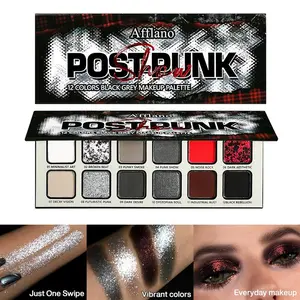 Afflano Eye Shadow Palette 12 Shades, Smoky Natural Fusion, Metallic Gothic, Long-Lasting Makeup, Perfect for Bold Looks, Eyeshadow