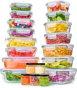 40 count Set Glass  Storage Containers & Bowls with Airtight Lids - Leakproof  Meal Prep Airtight Stackable Lunch Boxes, Kitchen Pantry & Storage Organizers - Microwave Freezer Dishwasher Safe
