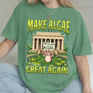 Comfort Colors Make Algae Great Again Shirt, Funny Environmental Parody Tee, Nature Science Graphic T Shirt, Unisex Crew Neck Top, Classic Streetwear