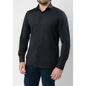 Black Performance Jersey 4 Way Super Stretch Shirt - Wrinkle Free