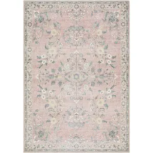 Meyly Pink Washable Area Rug