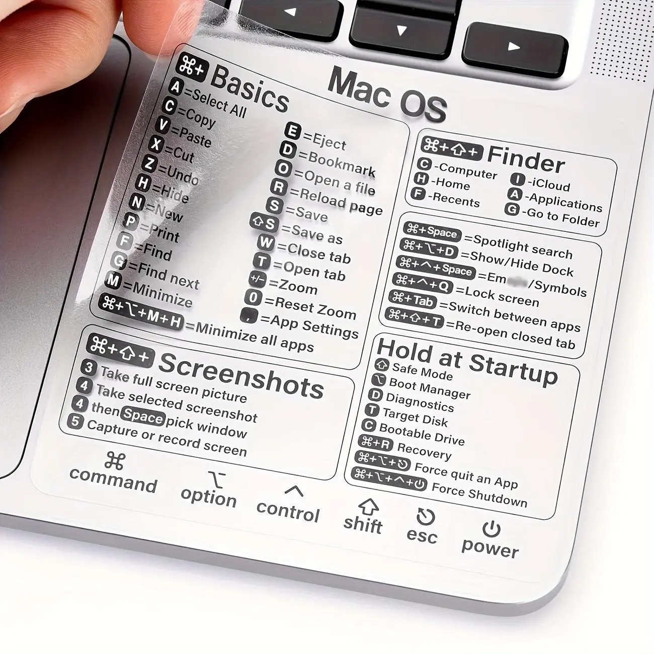 Keyboard Shortcut Sticker, 1pc Keyboard Shortcut Sticker for MAC OS, Laptop Computer Shortcut Sticker, Adhesive Vinyl Decal, Self Adhesive Stickers, High Adhesive Stickers