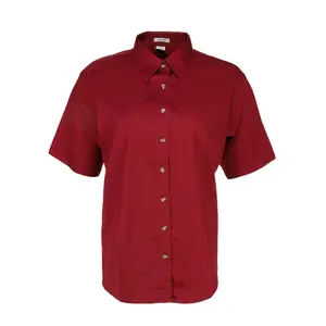 River's End Womens Ezcare Woven Short Sleeve Button Up Shirt Casual Tops Casual - Red