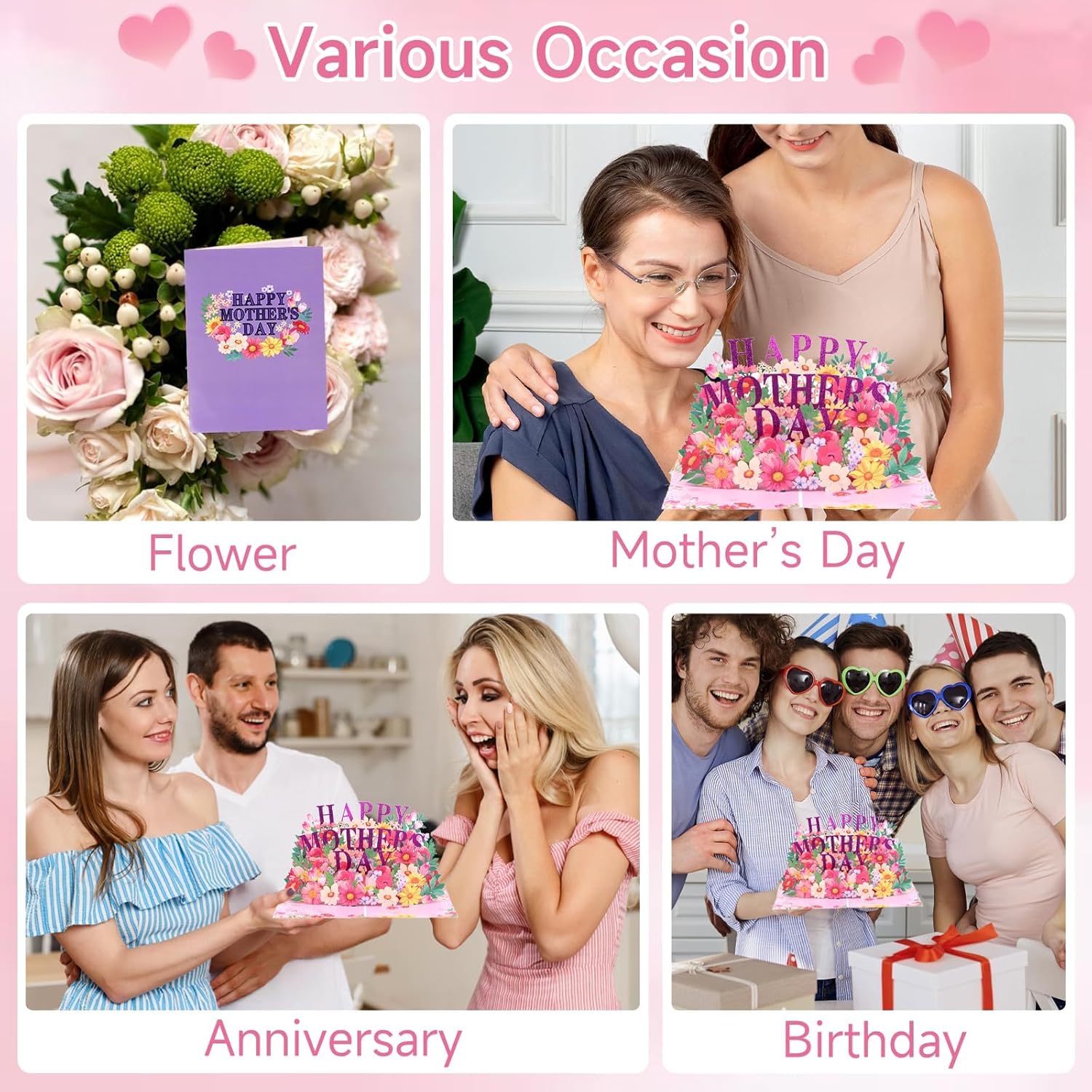 Mother's Day Card - 3D Floral Greeting Card with Heartfelt Message,Mothers Day Gifts, Elegant Handcrafted Design, Mother's Day Gift for Mom, Wife, Grandma - Premium Quality Paper & Envelope Included，mothers day card for wife