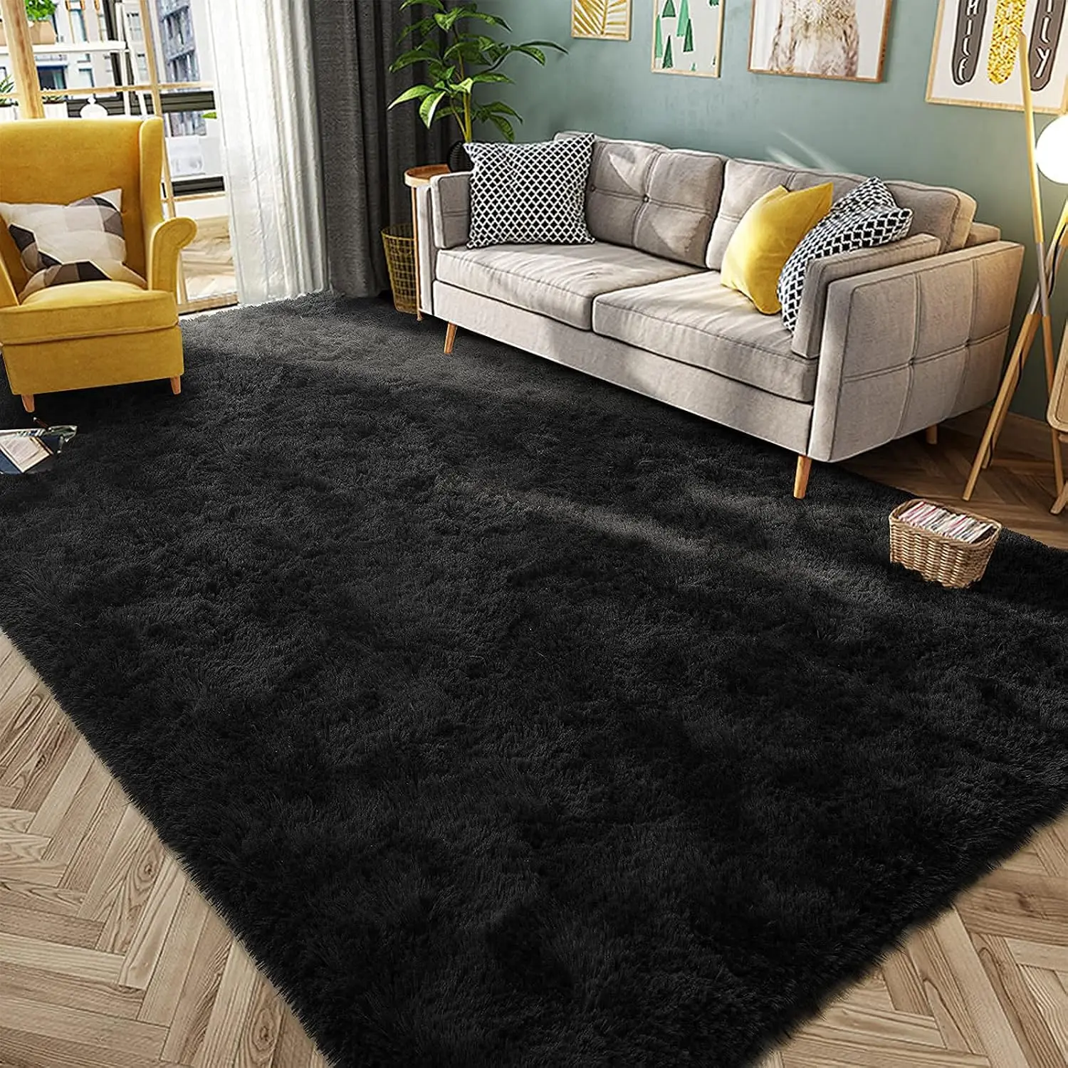 Solid Color Faux Fur Shaggy Area Rug, Indoor Rug, 1 Count Non-slip Soft Plush Rug, Fluffy Bedroom Rug, Decorative Carpet for Home Living Room Bedroom, Contemporary Rugs, Modern Rug, Room Decor, Home Decor