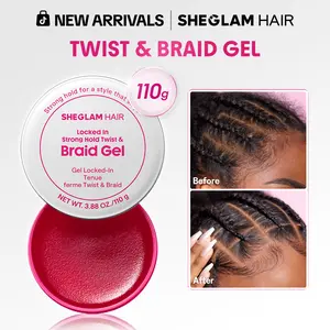 SHEGLAM HAIR Locked in Strong Hold Twist & Braid Gel, Non-Greasy Styling Wax, No Flaking No Whitening, Water Resistant, Cranberry Scent, With Castor Oil, Coconut Oil & Shea Butter-Effortlessbeauty-Hairhack-Coachella-mothersdaygift