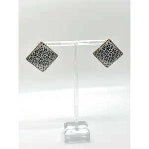Leopard Square Studs