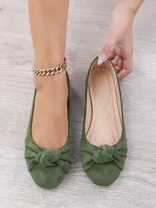 Soft Sole Comfortable Shoes, Perfect for Commuting, Wide Fit Friendly, French Style Irregular Knot Design, Butterfly Pattern, All Seasons Casual Wear