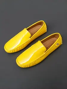 Men's Multi-Color Patent Leather Driving Loafers, Penny Strap Details, Anti-Slip Sole, Business Casual Wear, Comfortable Classic Style, Flat